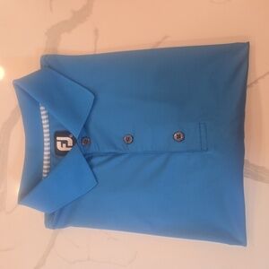 Footjoy Mens Golf Activewear Stretch Short Sleeve Polo Blue Green Size Large